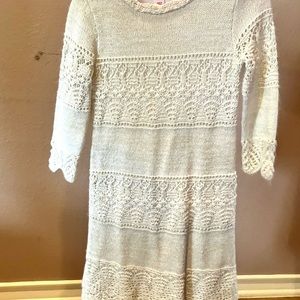 Cat & Jack ivory with gold shimmer light sweater dress 18 mos. & 6/6X
